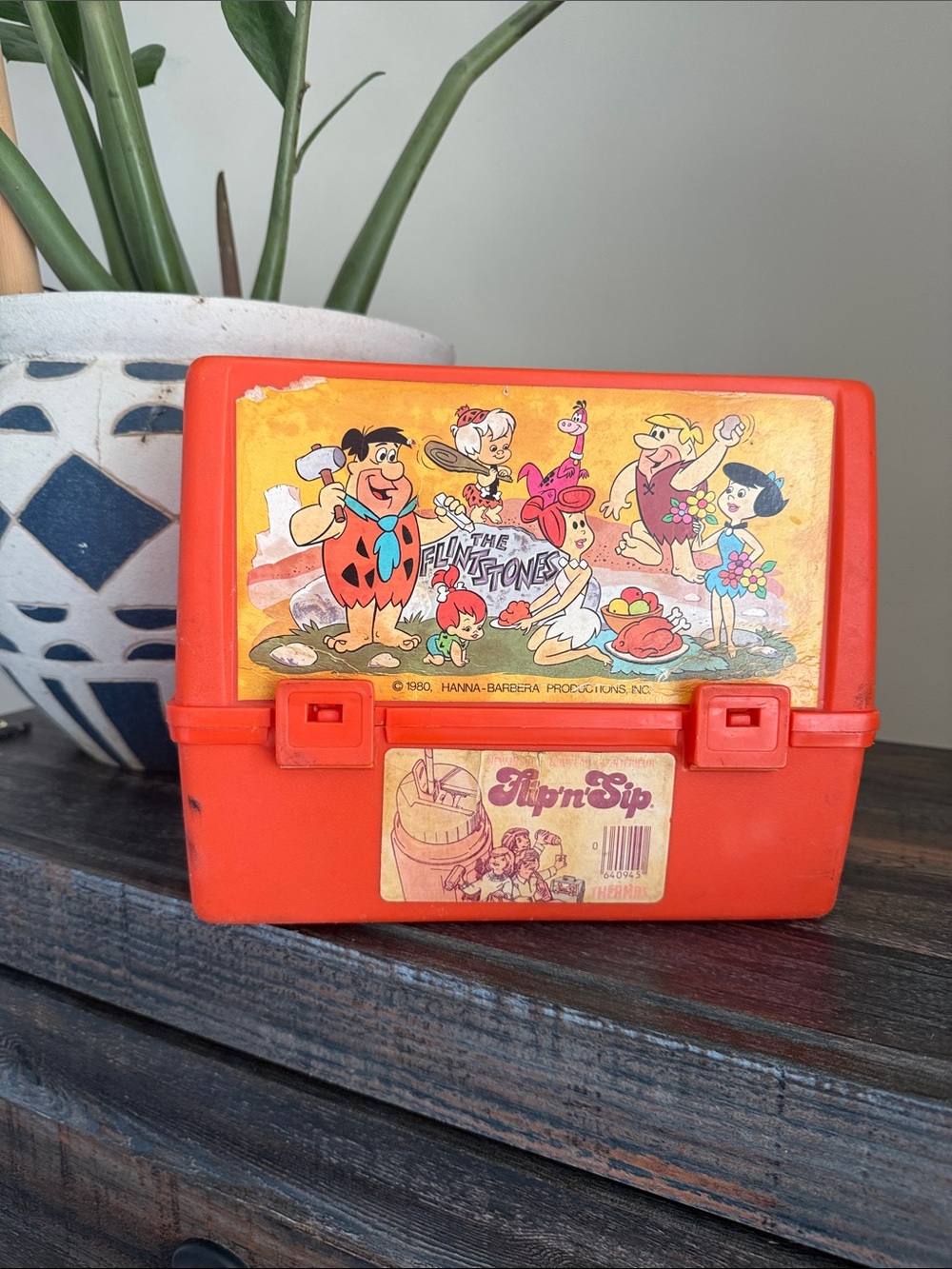 The Flintstones Hanna-Barbera Kids Lunchbox - Orange Retro Collectible 1989